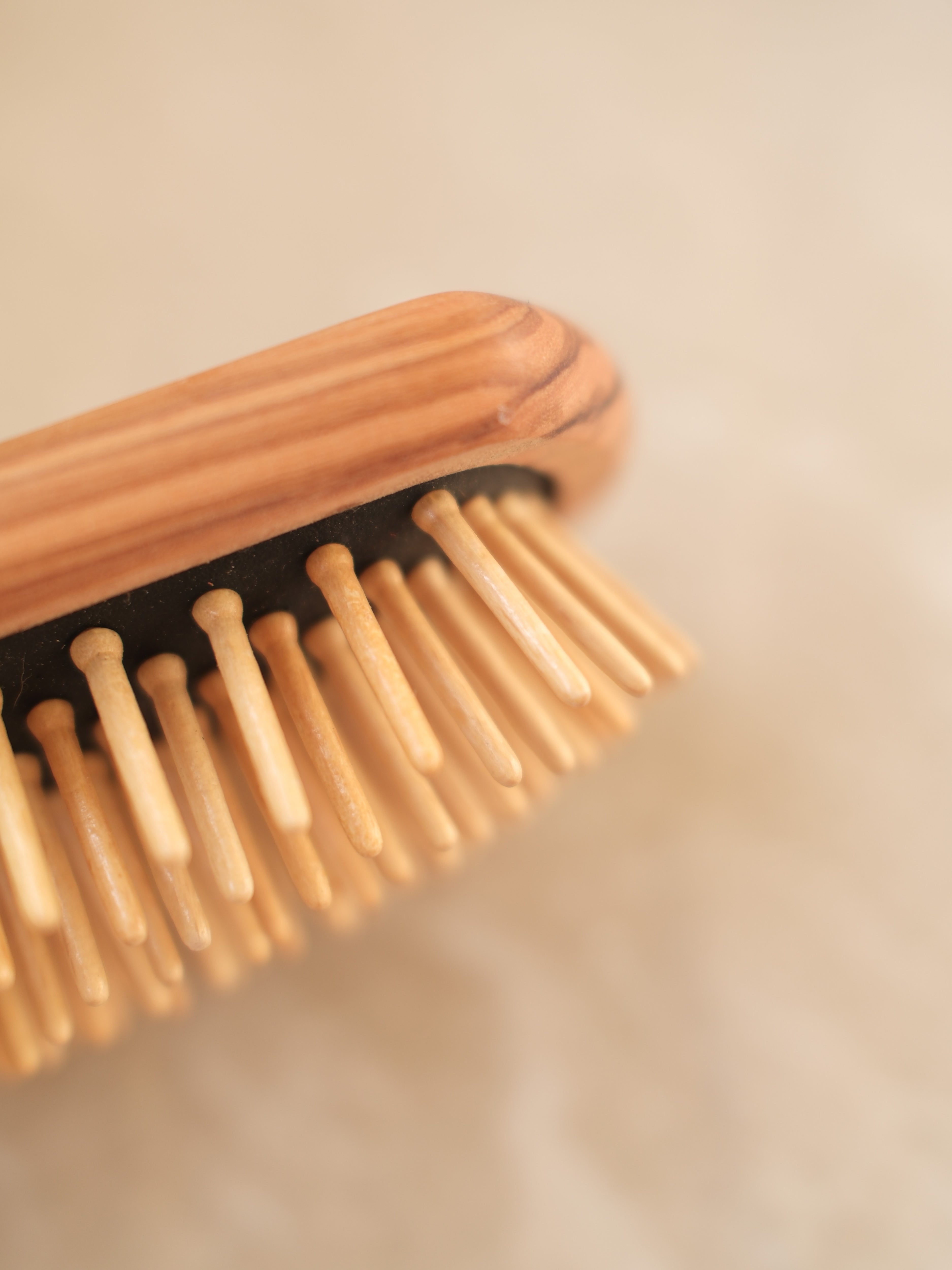 Spazzola rettangolare con denti in legno