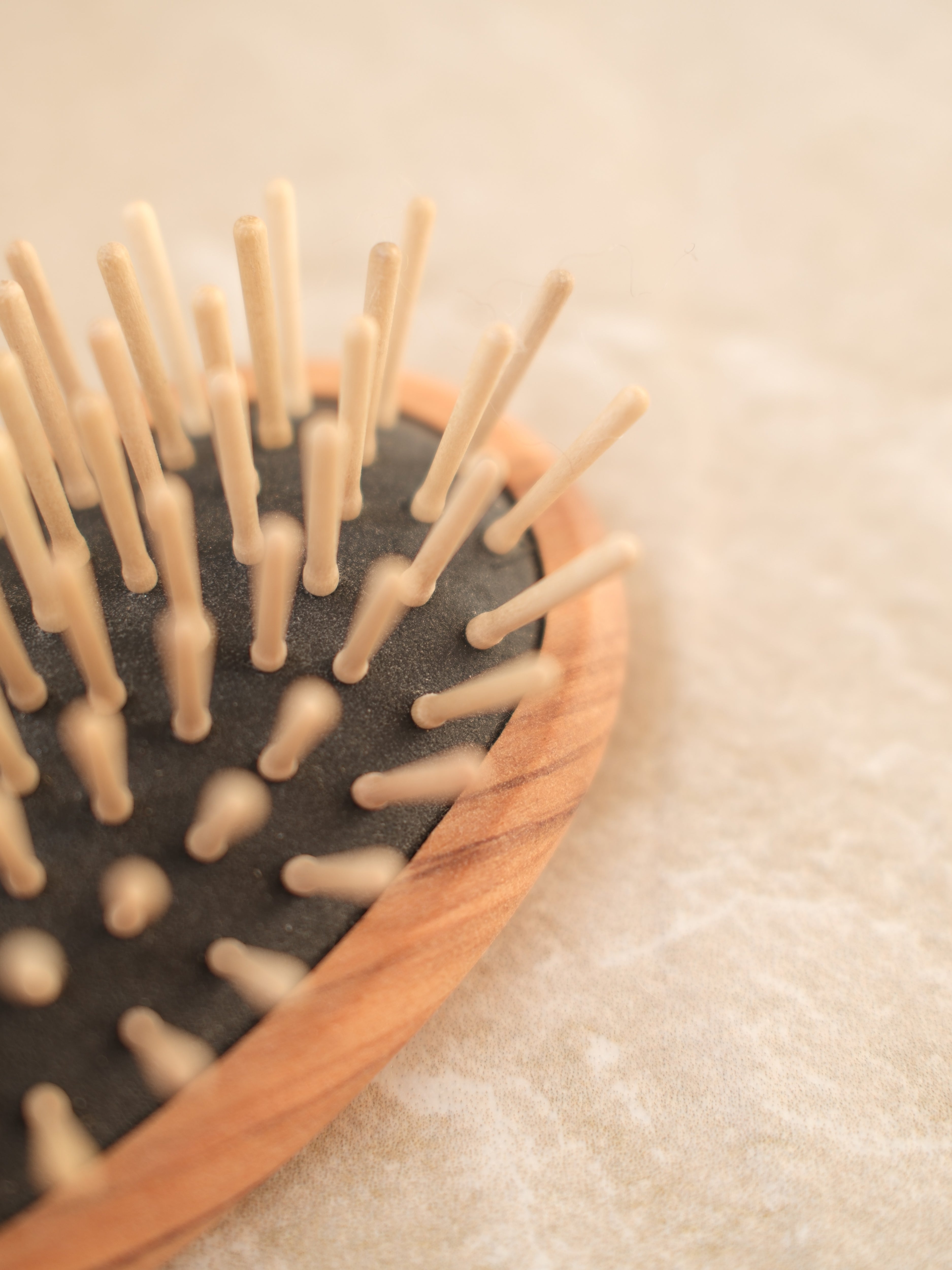 Spazzola ovale con denti in legno